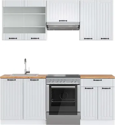 Image de Cuisine Vicco Fame-Line Blanc campagne/blanc 200cm , PT Chêne, Model 42710