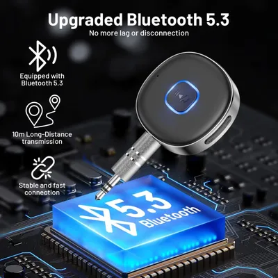 Produktbild von Bluetooth 5.3 Kfz Adapter 3.5mm AUX Empfnger Freisprechen 16h Dual Verbindung