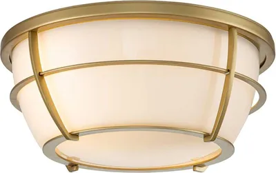 Produktbild von Deckenleuchte Metall Glas D: 32,7 cm rund IP44 in Messing Creme E27 2-flammig Modern Deckenlampe