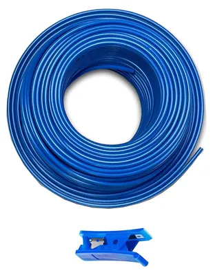 Wasserzuleitung 50 m, 1/4 Zoll, blau, mit Rohrschneider