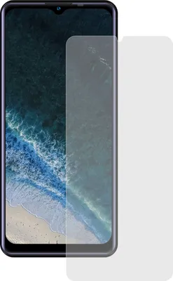 A screen protector is shown placed over a smartphone screen.