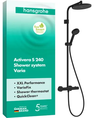 Immagine prodotto di hansgrohe Activera S Showerpipe 240 1jet EcoSmart con Ecostat Fine Varia, nero opaco, 1 pz.