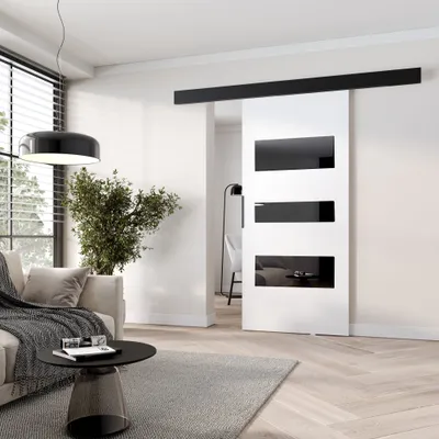 Obrázek produktu pro Posuvné dveře na stěnu BARRET 13 - 86 cm, bílé / černé