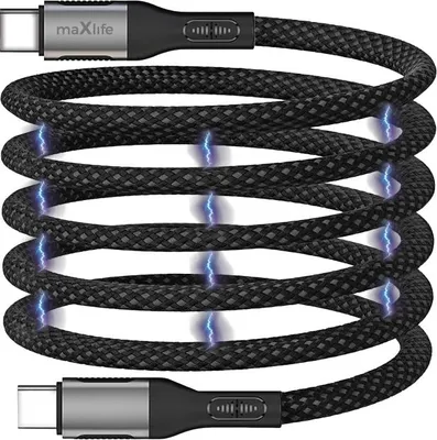 Produktbild von Maxlife MXUC-11 magnetisches Kabel USB-C - USB-C 1.0 m 100W, Nylon, schwarz (OEM0101402)