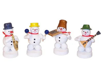 Produktbild von Weihnachtsdekoration Schneemannkapelle mit Instrumenten Höhe 8cm NEU