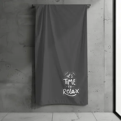 Produktbild von Badetuch, Strandtuch XXL, Kollektion "FERNWEH", Relax "It´s time to relax" 100x200 cm, Baumwolle & Mikrofaser Mix, Schnelltrocknend