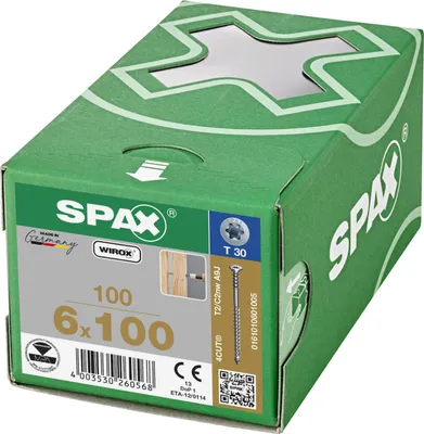 Obrázek produktu pro SPAX stavěcí šroub 6,0x100 mm 100 kusů ( 161010601005 ) Stavěcí závit s pojistnými drážkami Plochá hlava T-STAR Plus 4Cut WIROX