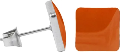 Produktbild von Chirurgenstahl Ohrstecker Emaille Quadrat Farbe - Orange Größe - 9 mm