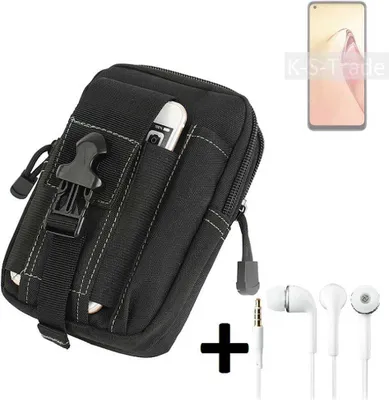 Produktbild von K-S-Trade Gürteltache + Kopfhörer kompatibel mit Oppo Reno8 Gürtel Tasche Holster Schutz Hülle Handy Hülle  schwarz inkl. Extrafächer