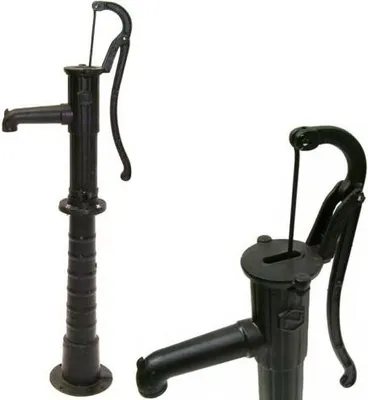 Produktbild von Guss Handschwengelpumpe SCHWARZ Schwengelpumpe + Ständer Wasserpumpe 55914+55915