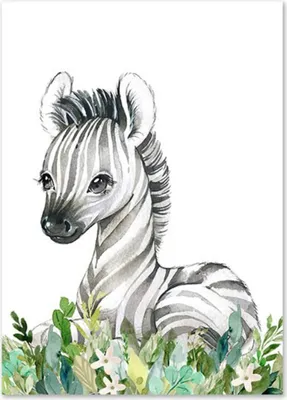 Produktbild von TPFLiving Kunstdruck LW-1000 (OHNE RAHMEN) Poster - Leinwand - Wandbild - Hochauflösender Giclée-Druck, langlebig und hochwertig - Giraffe, Löwenbaby, Elefant und Zebra für Kinderzimmer -   - Größe: 30x42cm