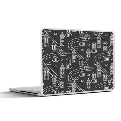 Produktbild von MuchoWow® Laptop Aufkleber Sticker Cover Muster - Haus - Auto 40x30 cm - Laptop Dekoration - Selbstklebend
