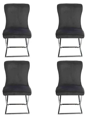 Zdjęcie produktu dla Krzesła Chesterfield Black 4x bez podłokietników Krzesła do jadalni z metalową ramą