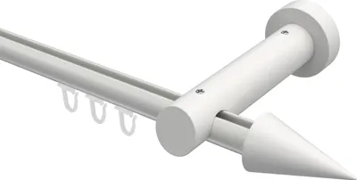 Produktbild von Interdeco Innenlaufstange / Gardinenstange mit Innenlauf Weiß, Typ Talent Siveo (Kegel), 20 mm Ø 1-läufig, 280 cm