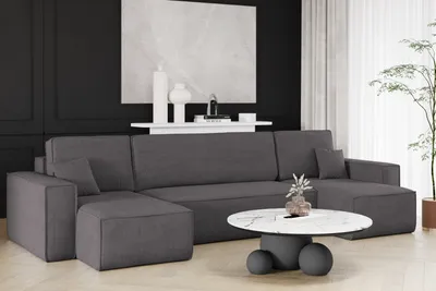 Produktbild von Kaiser Möbel Ecksofa mit schlaffunktion und bettkasten, Sofa U-form, Couch U-form BEST Dicker Cord Dunkelgrau