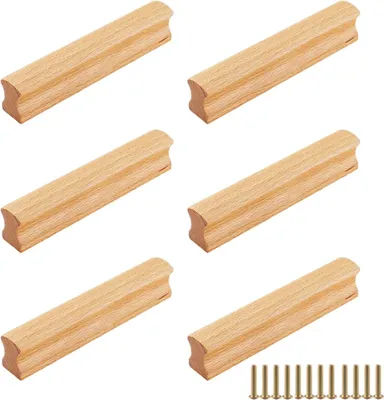 Immagine prodotto di Maniglie di legno per mobili - 6 pezzi - Solide - Maniglie per armadi