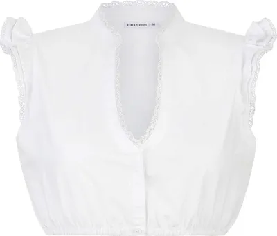 Produktbild von Stockerpoint Dirndlbluse Fleur mit V-Ausschnitt und kurzen Flügelärmeln weiß Gr. 38