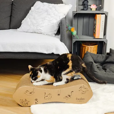 Immagine prodotto di Creative Pets Tiragraffi Cartone per Gatti Adulti | Tiragraffi su Due Lati 57x21x16 cm | Graffiatoio per Gatti Cartone Naturale di Alta qualità