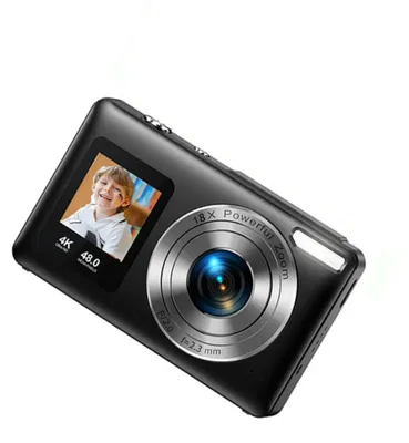 Image de INF Appareil photo numérique à double écran IPS 2.4 inch + 1.3 inch, 4K 30fps, zoom numérique 18x, objectif 5MP AF Le noir
