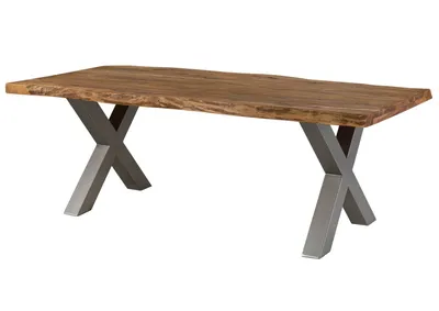 Image de MASSIVMOEBEL24 | Table à manger 220x100 en bois de Sheesham bois naturel pieds en X gris FREEFORM 5