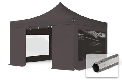 Produktbild von TOOLPORT 4x4m Stahl Faltpavillon, inkl. 4 Seitenteile, dunkelgrau