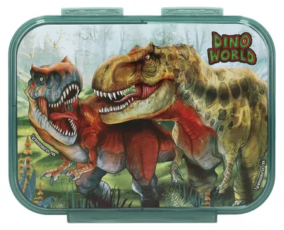 Lunchbox Dino World Bite, 3 Fächer, dunkelgrün, Dinosauriermotiv