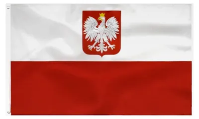 Produktbild von Polnische Adlerfahne 90 x 150 cm - Flagge aus Polyester in leuchtenden Farben mit Messing-Ösen