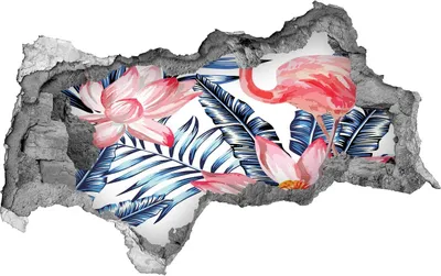 Produktbild von Selbstklebender Loch-3D-Aufkleber 95x73 cm Flamingos und Pflanzen