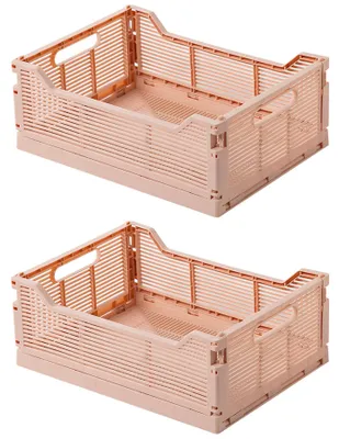 Image de Boîtes de rangement pliables, lot de 2, 40 x 30 cm, paniers de rangement pliables et empilables pour