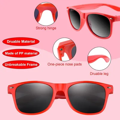 Image de Lunettes de soleil néon, protection UV400, 24 pièces, multicolores, pour enfants