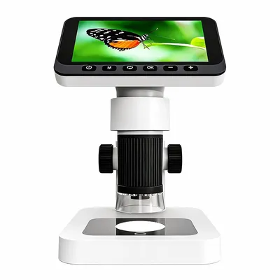 Produktbild von Digitales Mikroskop 1000X, LED Beleuchtung, 4,5" Bildschirm, Wiederaufladbar, STEM Lernspielzeug für Kinder