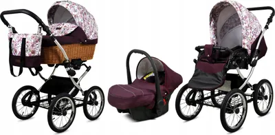 Image de Babylux® Classic Exclusive | Kocárek 3v1 Set | Maroon Flowers | Kocárek Kombi | Kinderwa