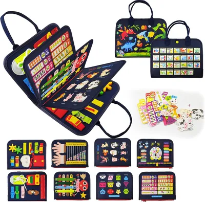 Produktbild von Montessori Sicura Reise-Lernbrett – Lernspielzeug für Kinder im Alter von 1 bis 4 Jahren – Multifunktionale sensorische Aktivitäten für Auto und Flugzeug