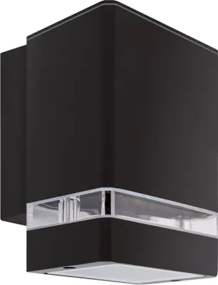Obrázek produktu pro Venkovní nástěnné světlo hliníkové sklo 16 cm vysoké IP54 černé GU10 hranaté moderní nástěnné světlo venkovní