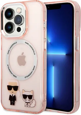 Produktbild von Karl Lagerfeld, iPhone 14 Pro MagSafe Hülle Karl & Choupette Aluminium Kratzfest, Rosa