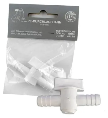 Produktbild von Weißer PE Durchlaufhahn / Absperrhahn für Schlauch-Innendurchmesser 8-10 mm