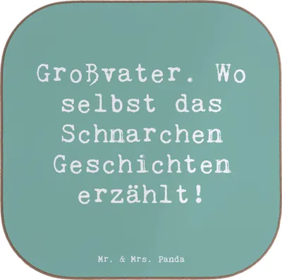 Produktbild von Mr. & Mrs. Panda Tassen Untersetzer Spruch Großvater Geschichten - Meeresbrise - Geschenk, Opa, gläseruntersetzer, Humor, Tischuntersetzer, für, Holzuntersetzer, Gläser