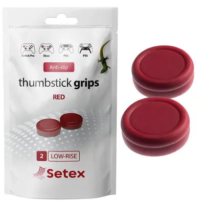 Immagine prodotto di Setex Gecko Grip, coperture per il joystick, compatibili con PlayStation PS5, PS4, Xbox One, Switch Pro, Steam Deck. Realizzati con una microstruttura antiscivolo per una presa ottimale. (1 paio), colore rosso. Solo coperture per il joystick