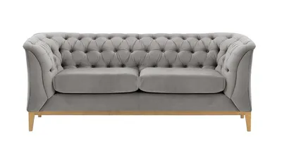 Produktbild von SLF24 - Zweisitzer-Sofa Chesterfield Modern Wood - hellgrau - Velluto 15