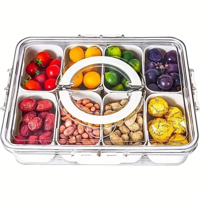 Zdjęcie produktu dla Pudełko na lunch, szczelne pudełko na lunch, pudełko na lunch bez BPA, bezpieczne, 8-przegródkowe pudełko do przechowywania żywności, można podgrzewać w kuchence mikrofalowej, pudełko do przechowywania