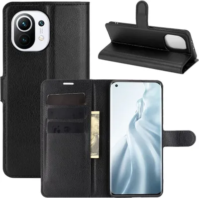 Produktbild von König Design Hülle kompatibel mit Xiaomi Mi 11 Kunstleder Handyhülle - Handy Case Schwarz