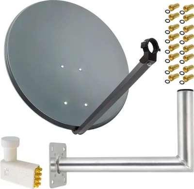 Produktbild von PremiumX SAT Anlage 80cm Antenne Octo LNB F-Stecker Wandhalter 45cm