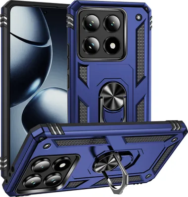 Obrázek produktu pro Pouzdro pro Xiaomi 14T dvouvrstvé robustní, vojenská ochrana pouzdro s držákem prstenu a stojánkem modré