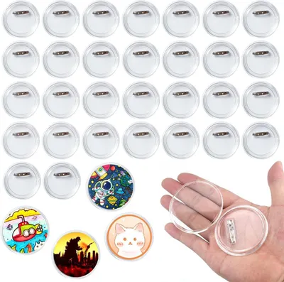 Produktbild von DIY Knöpfe 30 Stück, 60mm Transparent, Acryl, Wiederverwendbar, Kreatives Basteln