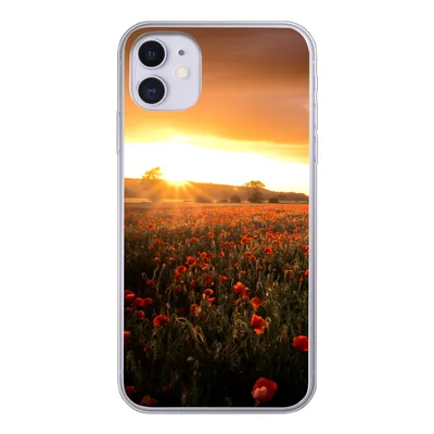 Produktbild von MuchoWow® Handyhülle Schutzhülle Hülle für iPhone 11 Sonnenuntergang über den Mohnblumen in England Silikon Softcase Handy Hülle - Handytasche