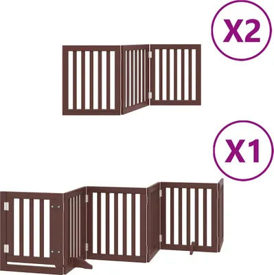 Zdjęcie produktu dla vidaXL 12-częściowa bramka dla psa z drzwiczkami składana brązowa 600 cm drewno topolowe