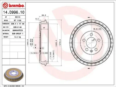 Produktbild von Bremstrommel BREMBO 14.D996.10