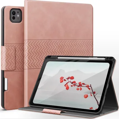 Immagine prodotto di Custodia protettiva in  (PU) per iPad Pro 11 pollici (modello M4, 2024), con supporto per Apple Pencil, colore rosa