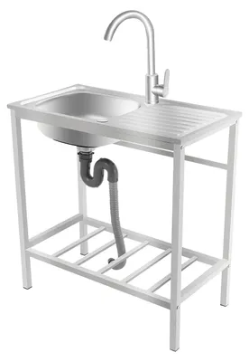 Obrázek produktu pro Pracovní dřez, nerezová ocel, jedno umyvadlo, stříbrná barva