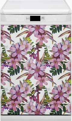 Produktbild von Magnet Folie für Geschirrspüler Magnete  Geschirrspüle Magnet für Spülmaschine 45x80 cm Nachbildung - Pinke Blumen